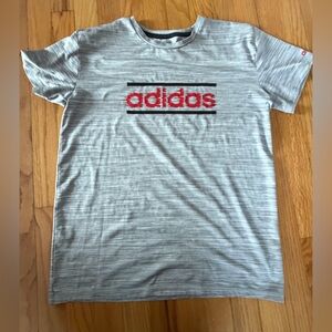 Adidas Heather Gray and Red Dry Fit Short Sleeve Tee Youth XL